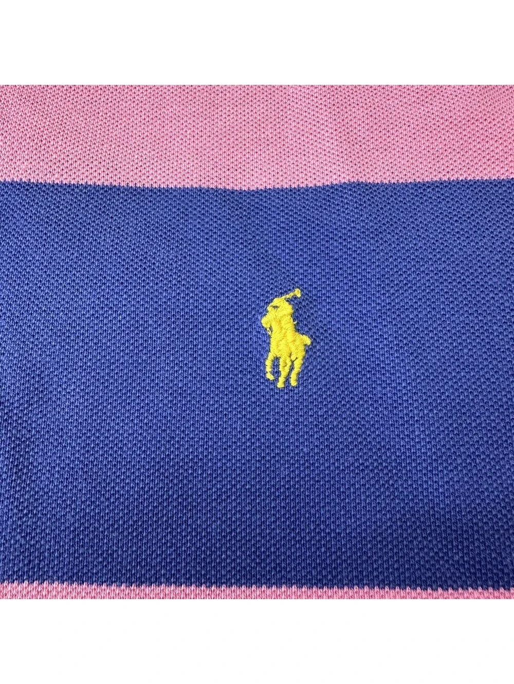 VTG POLO RALPH LAUREN Made in USA Mens Polo Shirt Pink Blue 100% Cotton Size XL